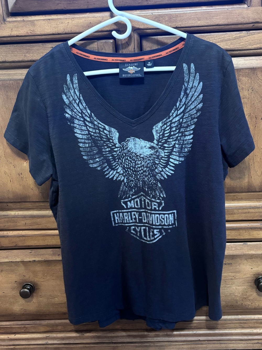 Harley-Davidson Black Performance Tee with Eagle Gray Distressed Graphic
